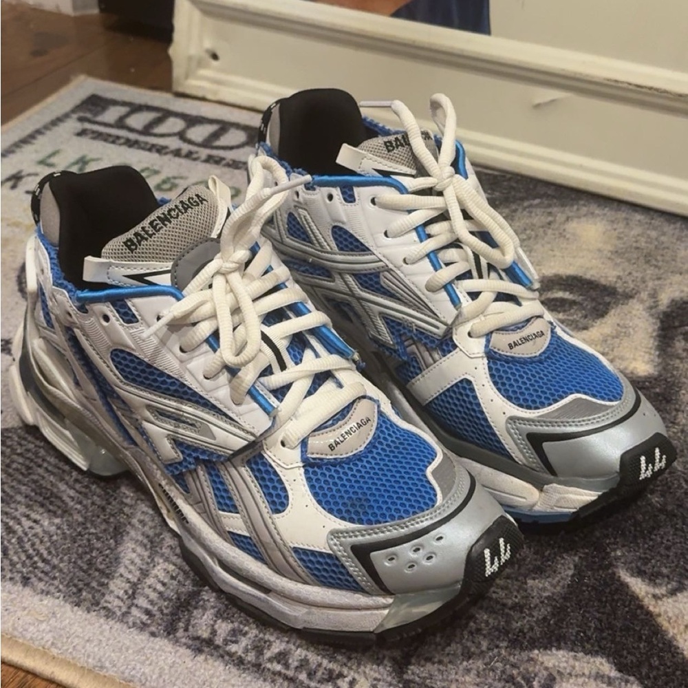 Balenciaga Blue and Silver Athletic Shoes